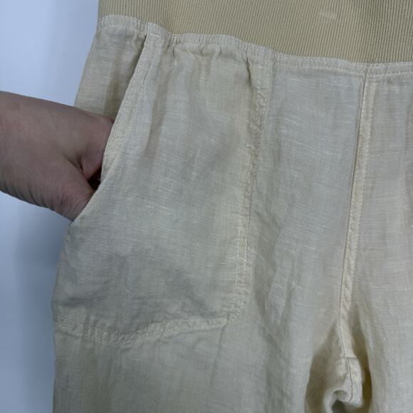 Toad & Co Lina Linen Pants Size Large Ivory Beige Pull on 32" Inseam - Picture 11 of 16